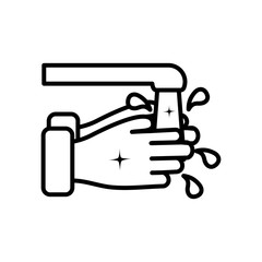 water faucet and hand washing icon, line style