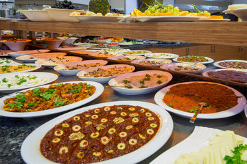 Buffet restaurant, the hotel restaurant. Turkish food
