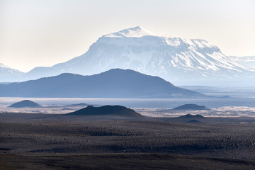 View Over Icelandic Wasteland Towards the Table Mountain of Herdubreid