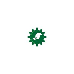 Combination of gear and green leaf logo icon