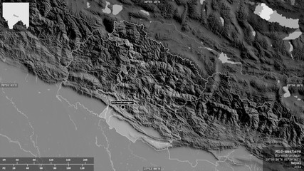 Fototapeta premium Mid-Western, Nepal - composition. Grayscale
