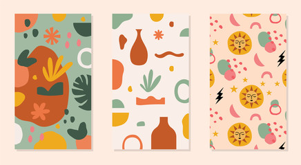 Trendy abstract backgrounds illustrations in vector for invitations, cards, social media, and more.