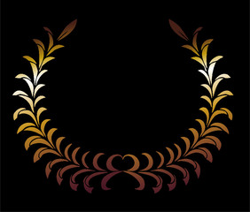 Golden wreath print and embroidery graphic design vector art