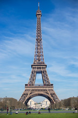 Great Eifel tower view with blue sky in the summer
