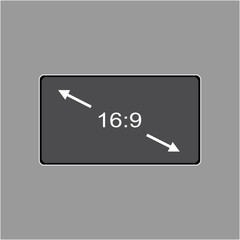 Vector icon monitor sizes 16:9. TV screen lcd monitor template electronic device technology. isolated on white background