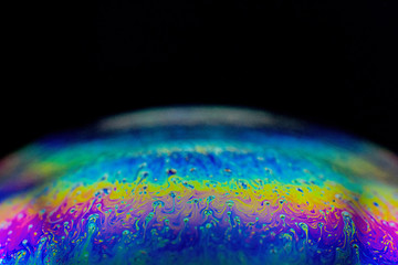 The magic rainbows and cracks from the macro on a soap bubble