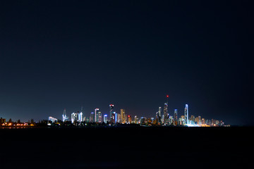 Fototapeta na wymiar Gold Coast city skyline at night.