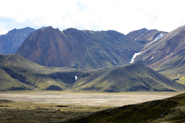 Landmannalaugar / Iceland - August 15, 2017: The mountains near Landmannalaugar park, Iceland, Europe