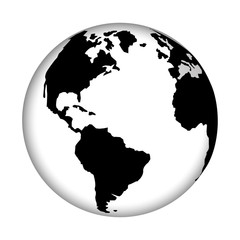 Planet earth icon on white background. Vector world map.