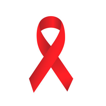 AIDS  red ribbon icon.3D red ribbon illustration.