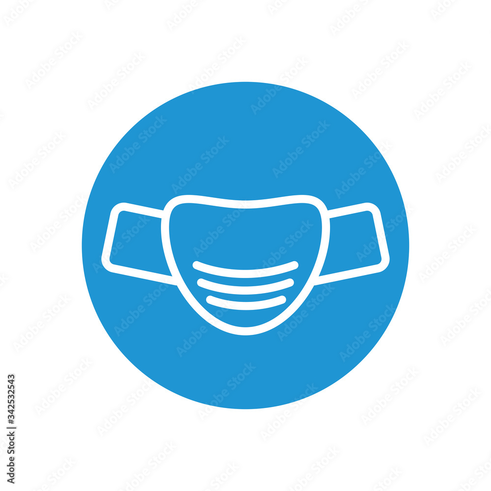 Canvas Prints mouth mask icon, line block style