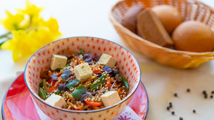 Asian glass noodles with tofu cheese