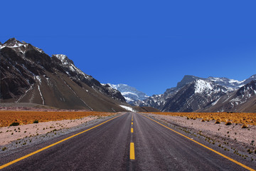 Scene of the road to the Andes mountain range