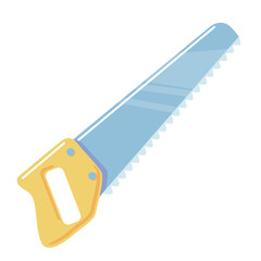 Saw cartoon icon. Flat Handsaw on white background. Hacksaw Vector isolated object Carpentry tool clipart for sawing wood. Simple illustration element