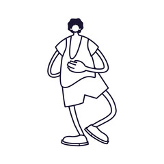 young man standing, line style icon