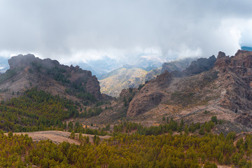 Beautiful arid scene of Gran Canaria's mountains in center of the island