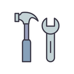 Isolated wrench and hammer fill style icon vector design