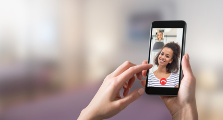 Remote learning or work. Video conference concept.