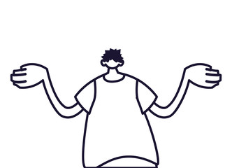 young man standing, line style icon