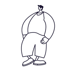 young man standing, line style icon