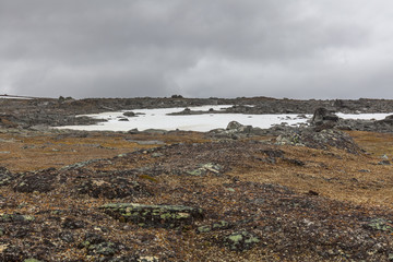 View to Sarek National Park in autumn, Sweden, selective focus