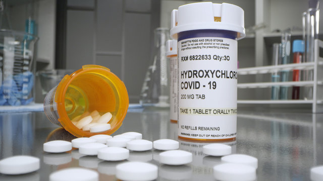 Hydroxychloroquine covid-19 pills in medical lab