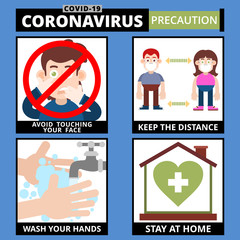 Coronavirus COVID-19 Infographic of Precaution. Vector illustration