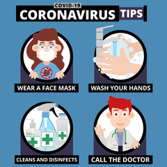 Coronavirus COVID-19 Infographic of Tips. Vector illustration