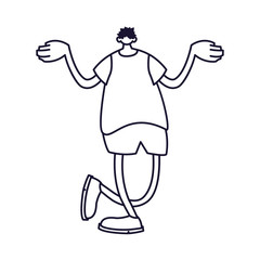 young man standing, line style icon