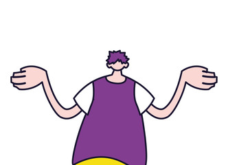 young man standing, line and fill style icon