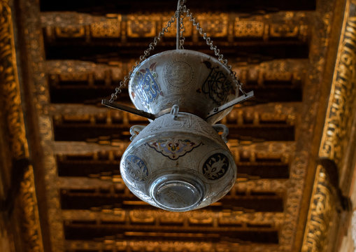 Old lights in a Al-Moayad Mosque in Cairo, Egpyt