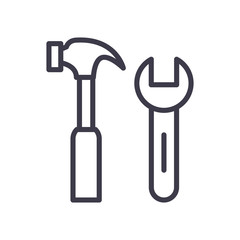 Isolated wrench and hammer line style icon vector design