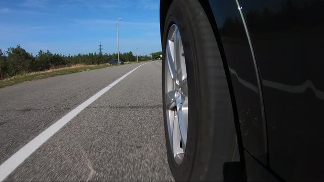 car wheel in motion close-up