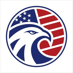 Eagle Head circle american flag logo vector
