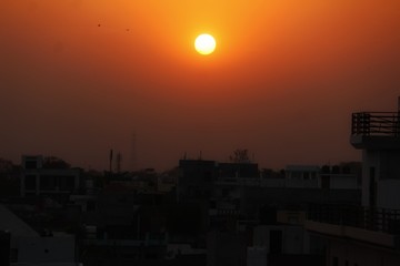 sunset over the city