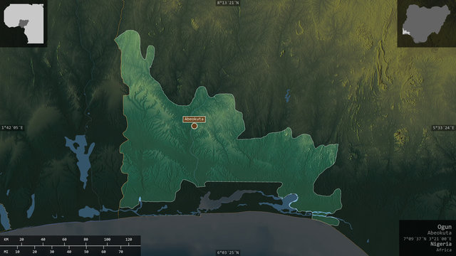 Ogun, Nigeria - composition. Relief