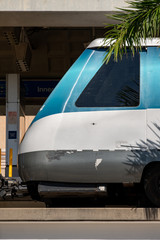 Miami Metrorail people mover tram idle at Downtown