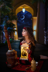 Arabian adorable girl in bedouin traditional cloths 