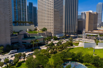 Fototapeta na wymiar Aerial photo Chopin Plaza Downtown Miami FL