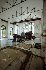 abandoned industrial mining environment in spain, sabero mining old camp