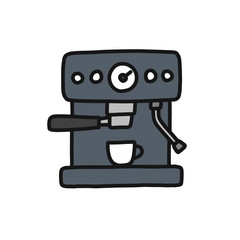 coffee machine doodle icon, vector illustration