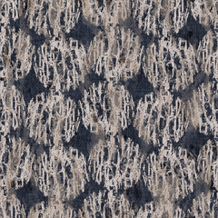 Fototapeta premium Seaumless neutral worn faded western white denim jean texture with grungy circle pattern overlay. Intricate mottled grungy seamless repeat raster jpg pattern swatch.
