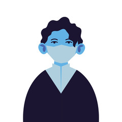 portrait of man with medical mask on white background