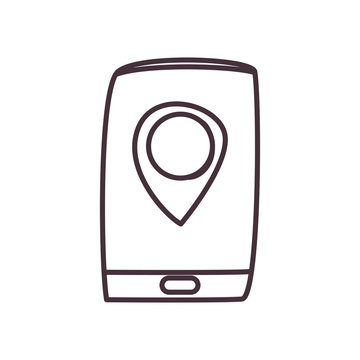 Isolated digital smartphone with gps mark line style icon vector design