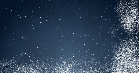 Obraz na płótnie Canvas Snowflakes and bokeh lights on the blue Merry Christmas background. 3D rendering 3D illustration