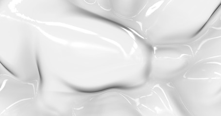 Liquid abstract white background. Smooth glossy texture 3D rendering . 3D illustration