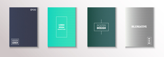 Wavy Minimal Cover Vector Set. Trendy Magazine Page. Cool Technology 