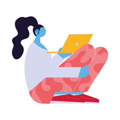 woman connected online on the computer