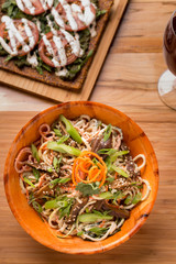 Raw Kelp Noodles with carrots, celery, and green onions