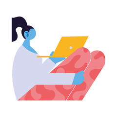 woman connected online on the computer